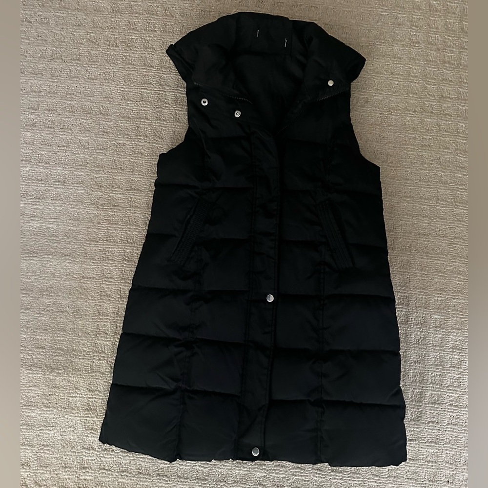 Kafuna Women's Longline Black Puffer Gilet Vest Hooded Quilted Sleeveless Medium - Picture 9 of 10